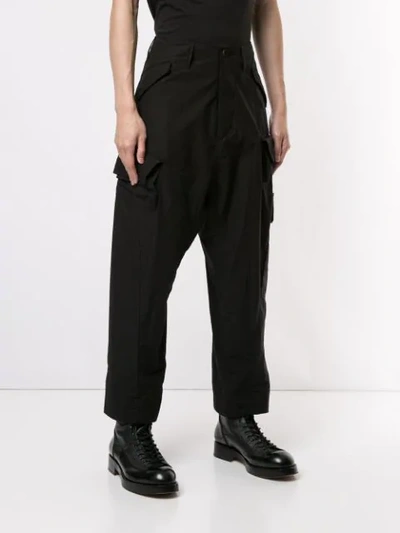 Shop Julius Cropped Cargo Trousers In Grey