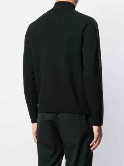 Shop Fendi Logo-stripe Zipped Cardigan In Black