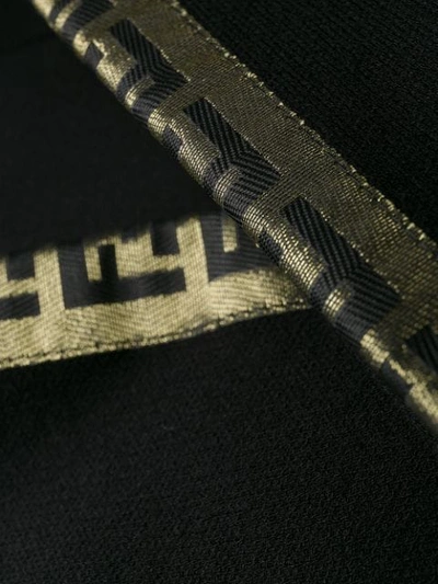 Shop Fendi Logo-stripe Zipped Cardigan In Black