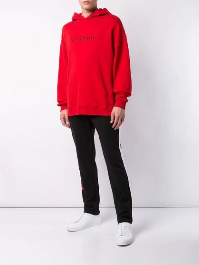 Shop Givenchy Paris Logo Vintage Hoodie In Red