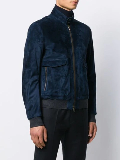 Shop Ajmone Zipped Bomber Jacket In Blue