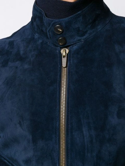 Shop Ajmone Zipped Bomber Jacket In Blue