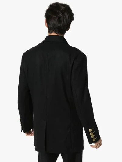 Shop Yohji Yamamoto Stand-up Collar Coat In Black