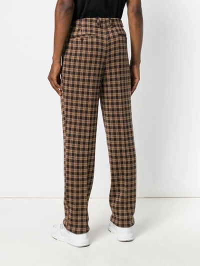 Shop Fendi Knit Check Trousers - Brown