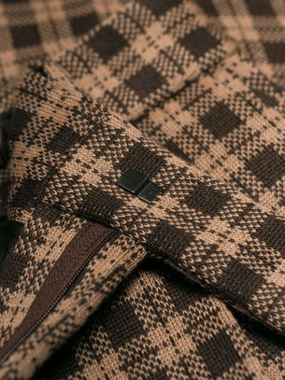 Shop Fendi Knit Check Trousers - Brown