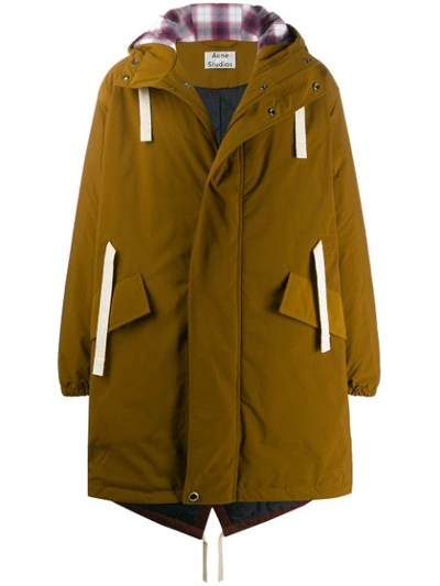 Shop Acne Studios Contrast Drawstrings Parka Coat In Neutrals