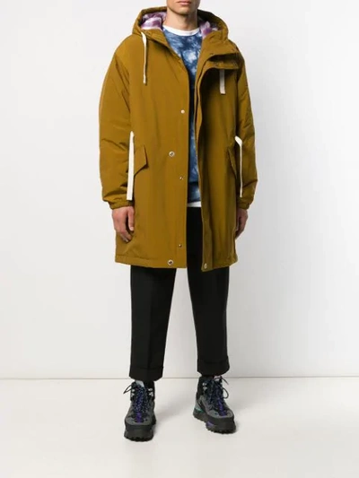 Shop Acne Studios Contrast Drawstrings Parka Coat In Neutrals