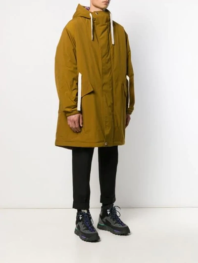 Shop Acne Studios Contrast Drawstrings Parka Coat In Neutrals