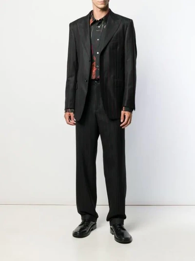 Shop Cobra Sc Pinstripe Button Blazer In Black