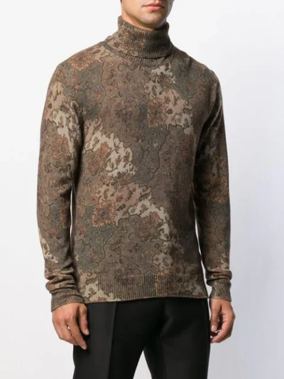 Shop Etro Paisley Print Roll-neck Sweater In 500 Multicolor