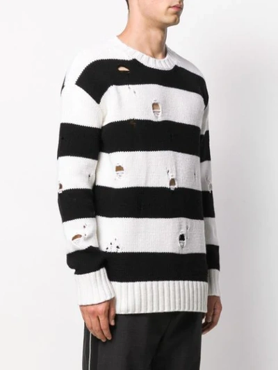 Shop Les Hommes Destroyed Knit Jumper In White