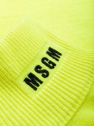 Shop Msgm Embroidered Logo Jumper In Yellow