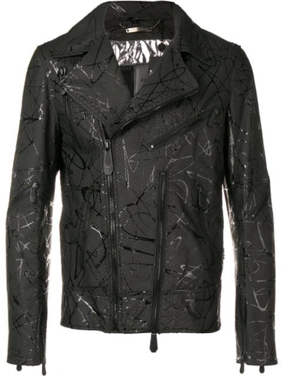 Shop Philipp Plein Strange Biker Jacket In Black