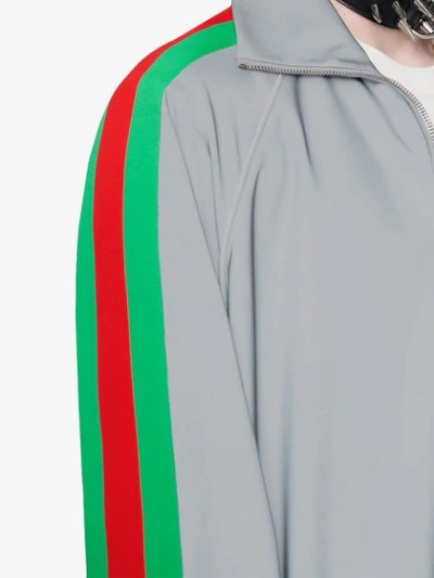 Shop Gucci Reflective Side Stripe Track Jacket In Silver