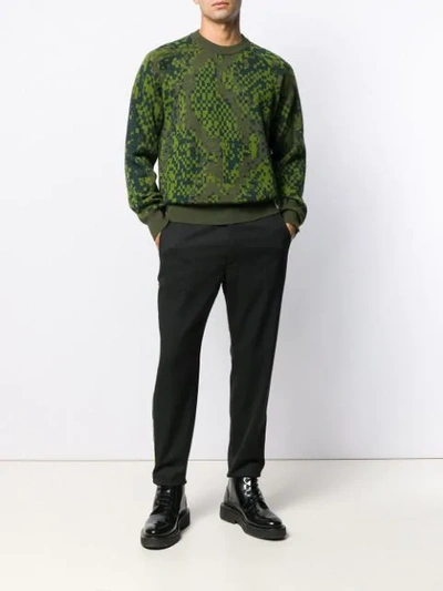 Shop Just Cavalli Geo Print Jumper In 696j Green