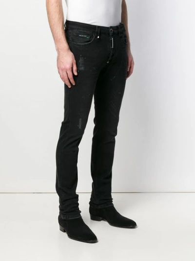 Shop Philipp Plein Paint Splattered Skinny Jeans In Black