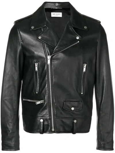 Shop Saint Laurent Slim Biker Jacket In Black