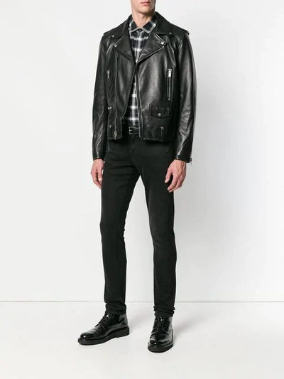 Shop Saint Laurent Slim Biker Jacket In Black