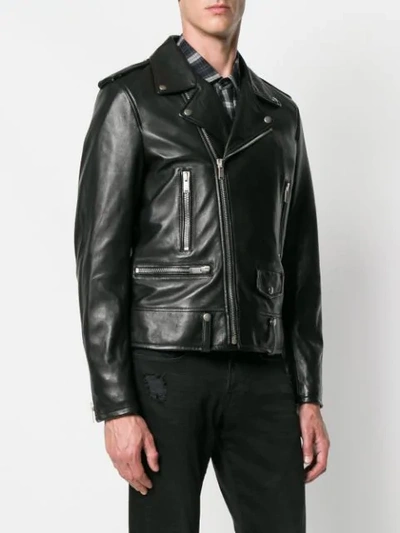 Shop Saint Laurent Slim Biker Jacket In Black