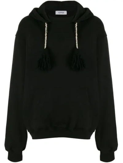 Shop Adish Tassel Detail Hoodie In Black