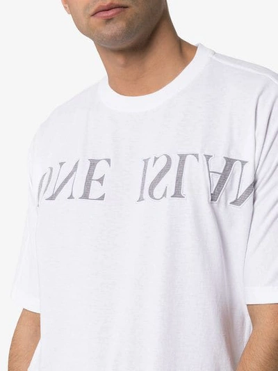 Shop Stone Island Logo Embroidered T In White