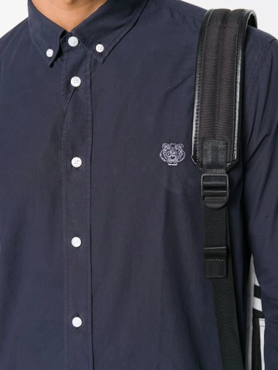 Shop Kenzo Mini Tiger Button Down Shirt In Blue