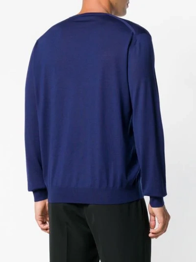 Shop Prada V-neck Sweater In Blue