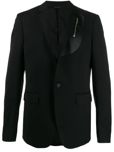 Shop Les Hommes Zip Panel Blazer In Black