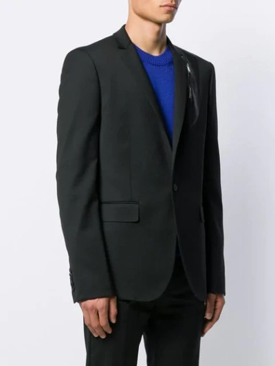 Shop Les Hommes Zip Panel Blazer In Black