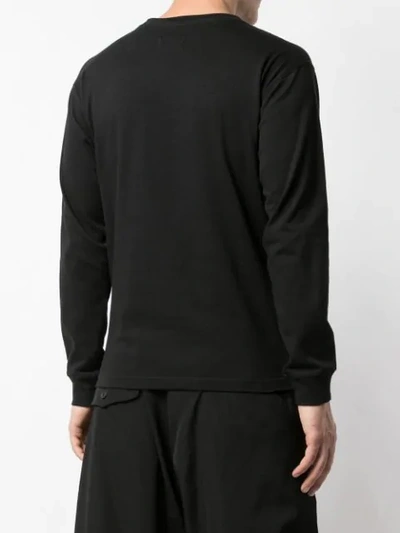 Shop Yohji Yamamoto Long Sleeved Signature T-shirt In Black