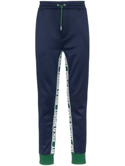 Shop Polo Ralph Lauren Logo-stripe Sweatpants In Blue