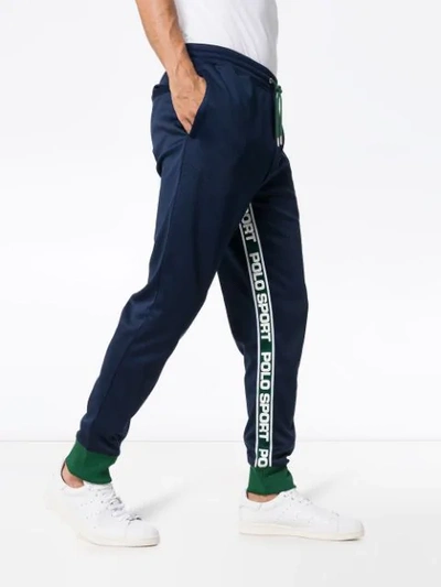 Shop Polo Ralph Lauren Logo-stripe Sweatpants In Blue