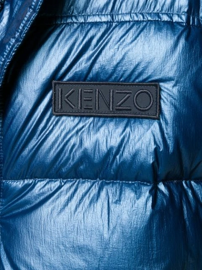 Shop Kenzo Hooded Padded Jacket In Blue
