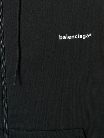 Shop Balenciaga Logo-print Zip-up Hoodie In Black