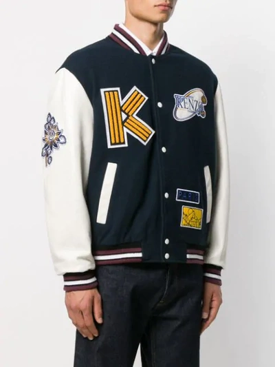 Shop Kenzo Tiger Mountain Varsity Jacket In Blue