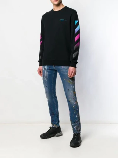 Shop Off-white Paint Splattered Skinny Jeans In Blue