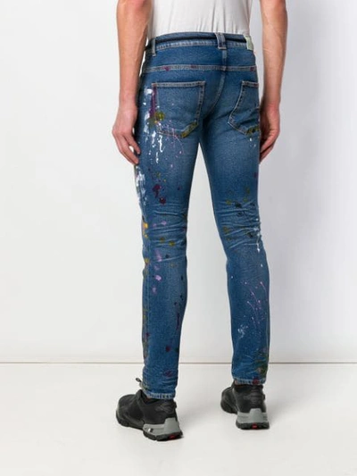 Shop Off-white Paint Splattered Skinny Jeans In Blue