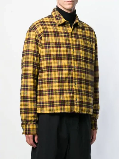 Shop Undercover Plaid Shirt Jacket In Yellow