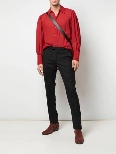 Shop Ann Demeulemeester Oversized Cuffs Shirt In Red