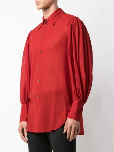 Shop Ann Demeulemeester Oversized Cuffs Shirt In Red