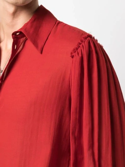 Shop Ann Demeulemeester Oversized Cuffs Shirt In Red