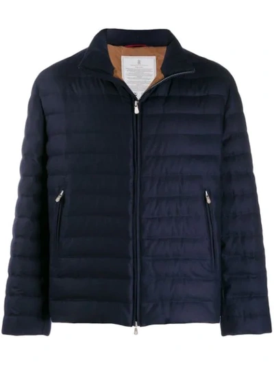 Shop Brunello Cucinelli Quilted Puffer Jacket In Blue