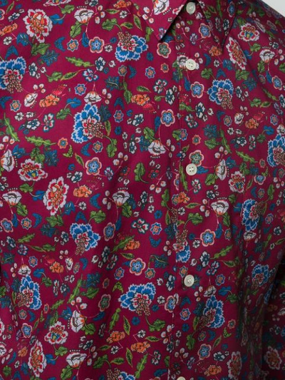 Shop Comme Des Garçons Shirt Floral Print Shirt In Red