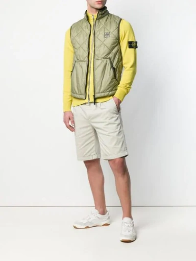 Shop Stone Island Quilted Gilet In Green