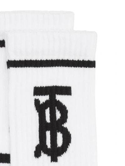 BURBERRY MONOGRAM MOTIF INTARSIA SOCKS - 白色