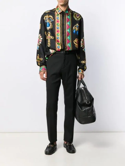 Shop Versace Jewel Printed Shirt In A72w Nero Multi