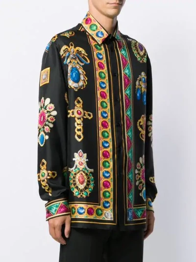 Shop Versace Jewel Printed Shirt In A72w Nero Multi