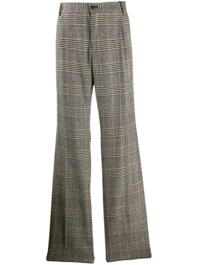 Shop Dolce & Gabbana Flared Check-print Tailored Trousers In Grey