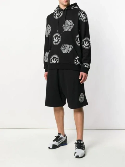 Shop Mcq By Alexander Mcqueen Mcq Alexander Mcqueen Graphic Logo Swallow Print Hoodie - Black