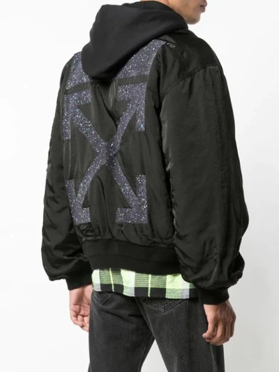 Shop Off-white Hooded Bomber Jacket In Black